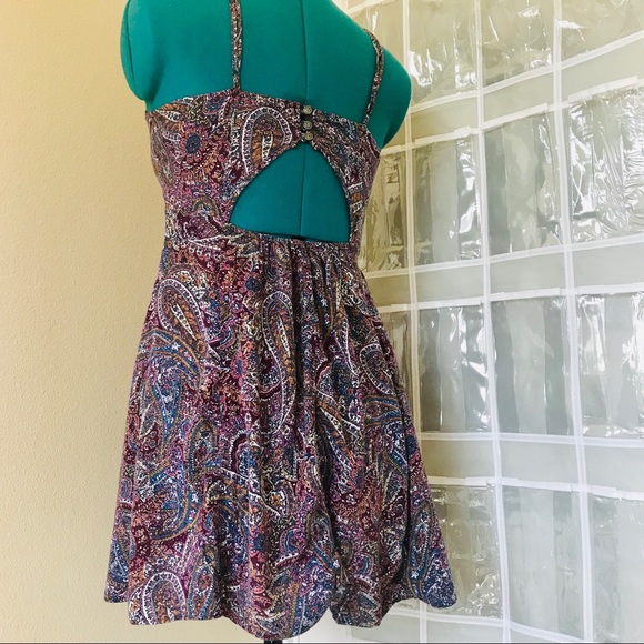 Burgundy Paisley Spaghetti Strap Dress - Picture 2 of 4